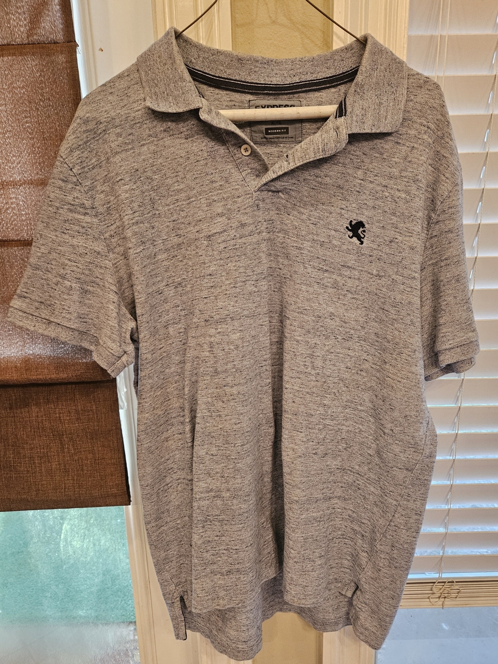 Express Men’s Blue Heather Polo with Embroidered Logo